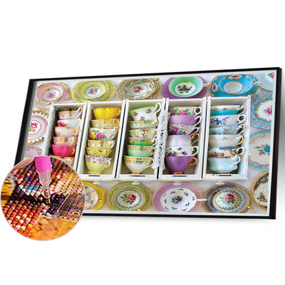 Colorful Tea Cups - Full Round AB Drill Diamond Painting 55*40CM