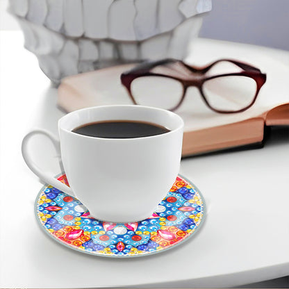 6PCS Acrylic Washable Diamond Painting Crafts Coaster with Holder (Mandala #1)
