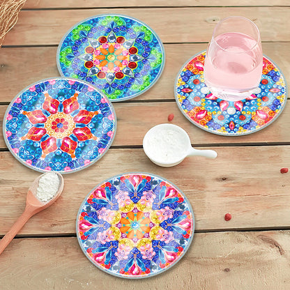 6PCS Acrylic Washable Diamond Painting Crafts Coaster with Holder (Mandala #2)