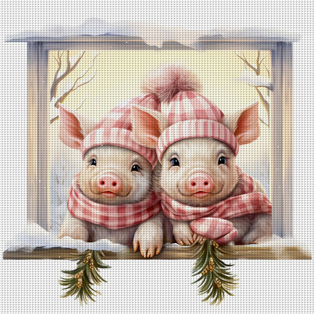 Christmas Piggy - 18CT Counted Cross Stitch 30*30CM