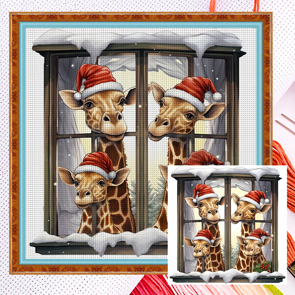 Christmas Giraffe - 18CT Counted Cross Stitch 30*30CM