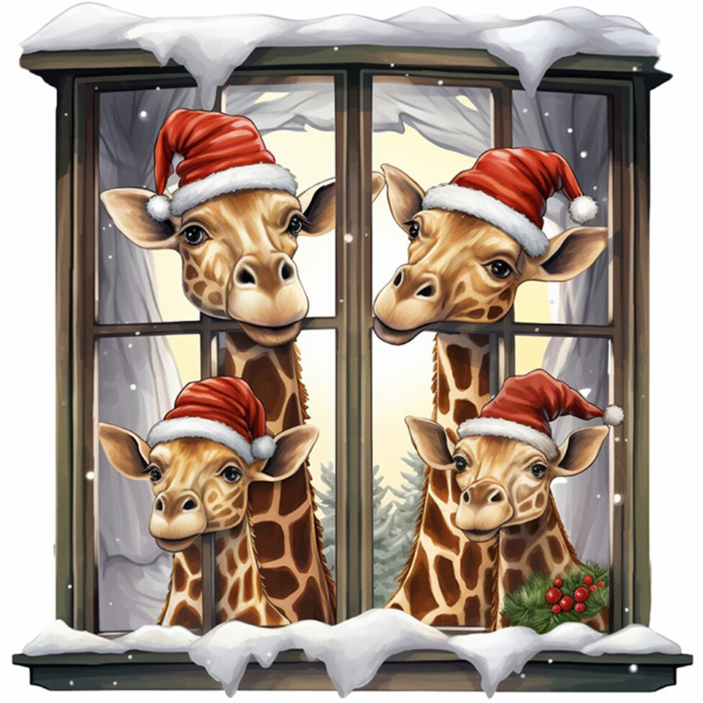 Christmas Giraffe - 18CT Counted Cross Stitch 30*30CM