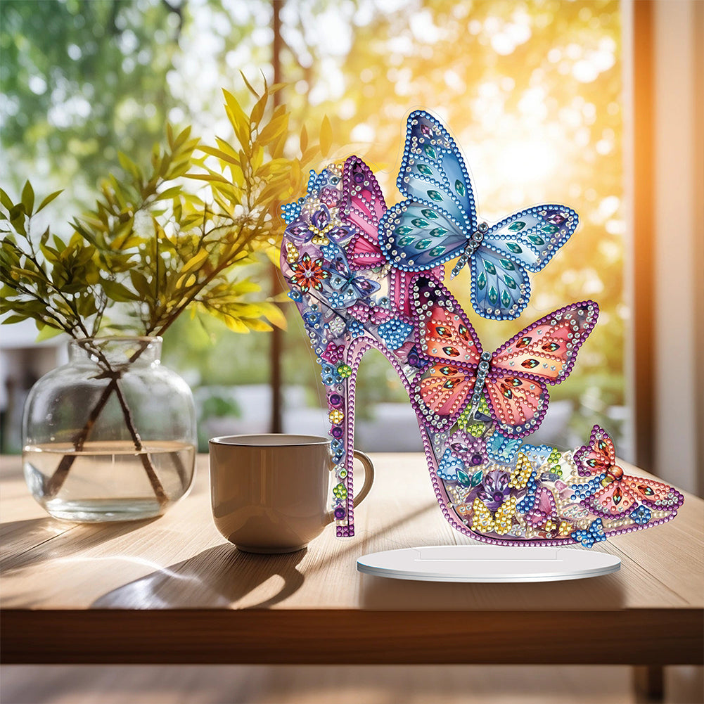 Diamond Painting Tabletop Ornaments for Office Desktop Decor (Jeweled Heels #1)