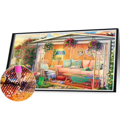 Small Garden And Cat - Full Round AB Drill Diamond Painting 55*40CM