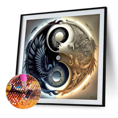 Yin And Yang Diagram Of Mythical Beasts - Full Round Drill Diamond Painting 45*45CM