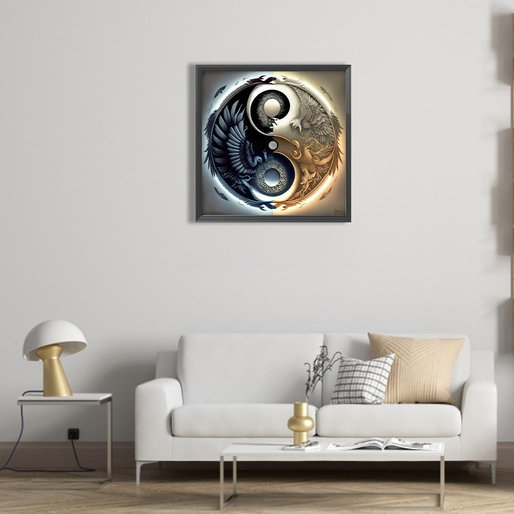 Yin And Yang Diagram Of Mythical Beasts - Full Round Drill Diamond Painting 45*45CM