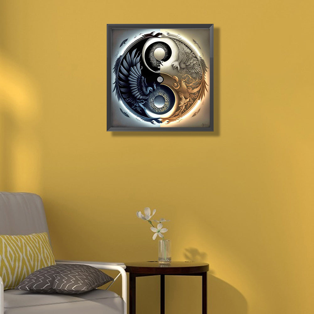 Yin And Yang Diagram Of Mythical Beasts - Full Round Drill Diamond Painting 45*45CM