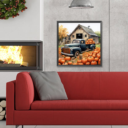 Country Pumpkin Classic Car - Full Round Drill Diamond Painting 30*30CM