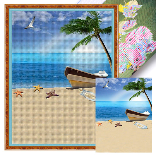 Beach - 11CT Stamped Cross Stitch 40*53CM