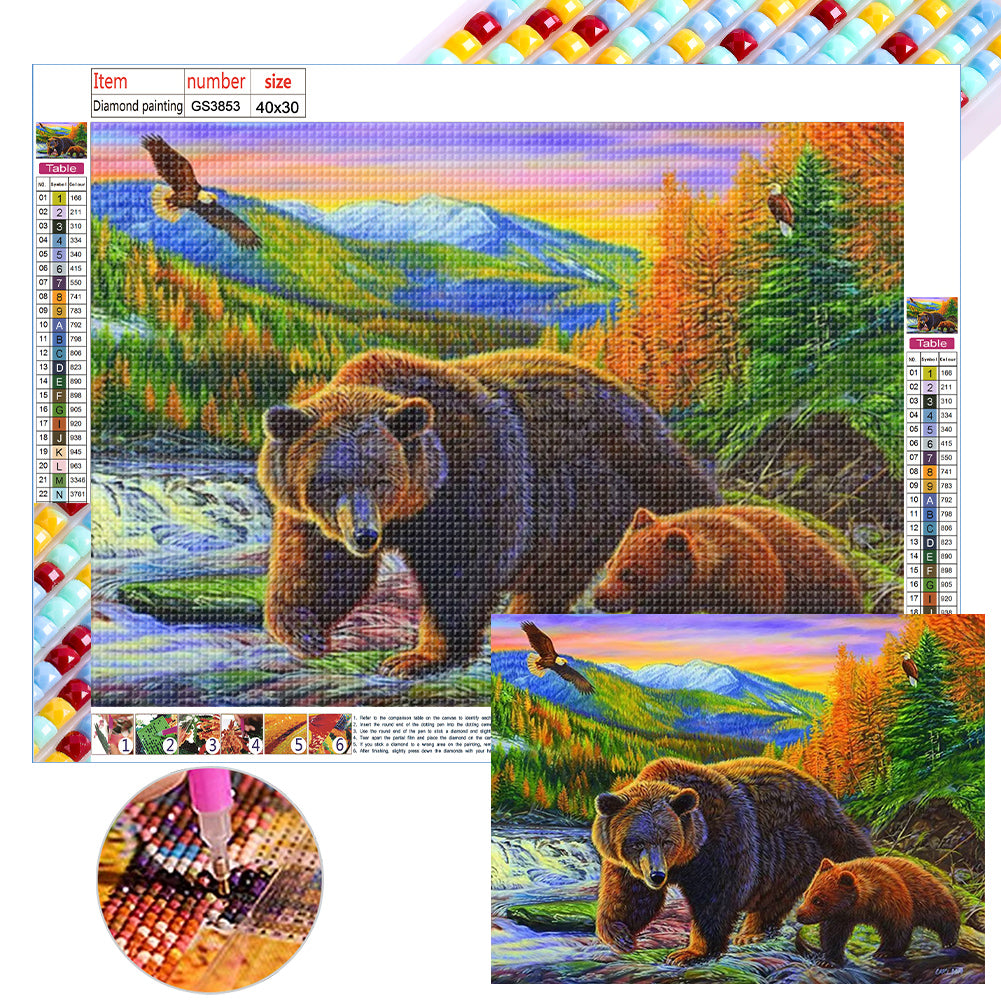 Brown Bear - Full Square Drill Diamond Painting 40*30CM