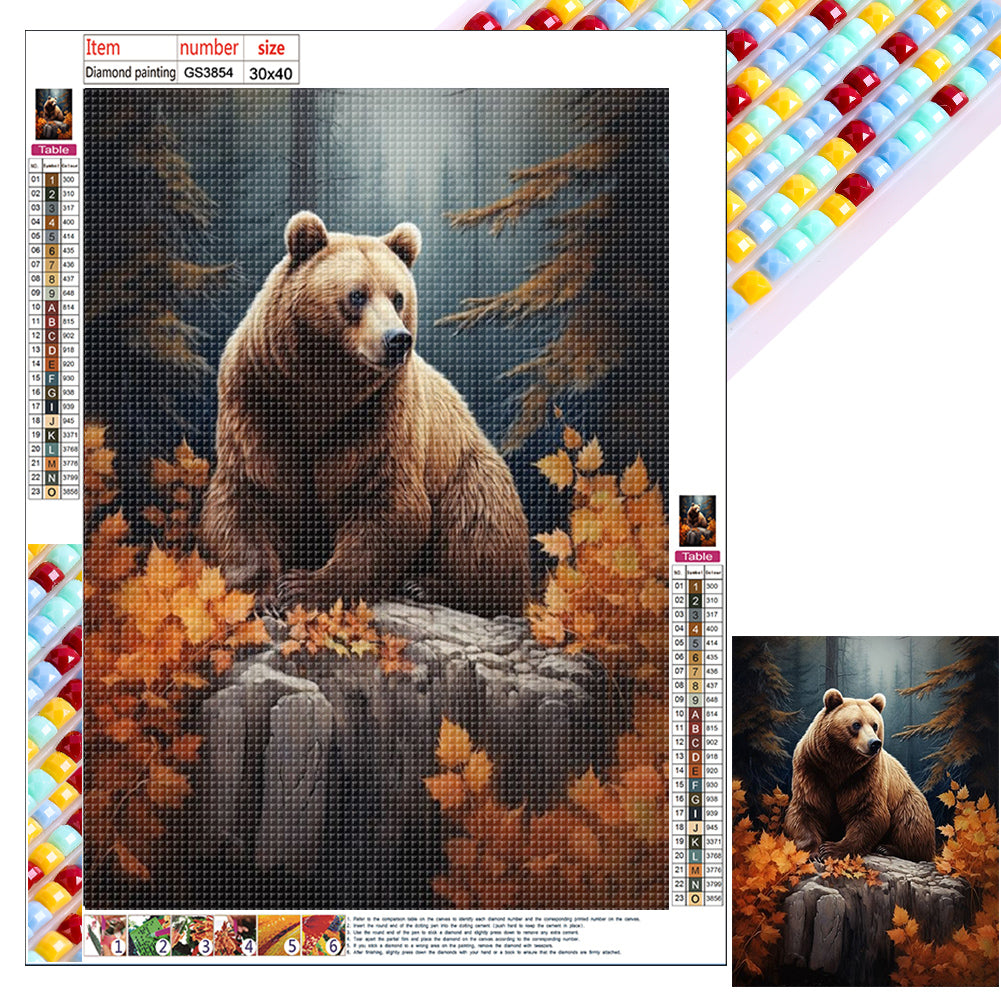 Brown Bear - Full Square Drill Diamond Painting 30*40CM