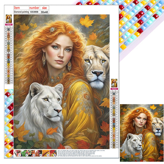 Beauty Lion - Full Square Drill Diamond Painting 30*40CM