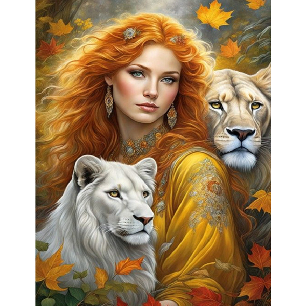 Beauty Lion - Full Square Drill Diamond Painting 30*40CM