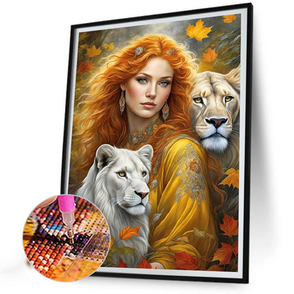 Beauty Lion - Full Square Drill Diamond Painting 30*40CM