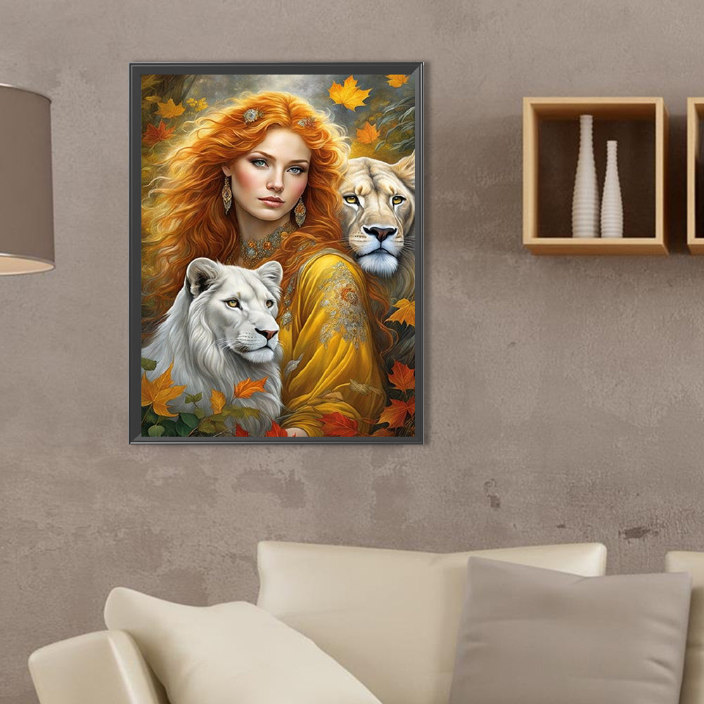 Beauty Lion - Full Square Drill Diamond Painting 30*40CM