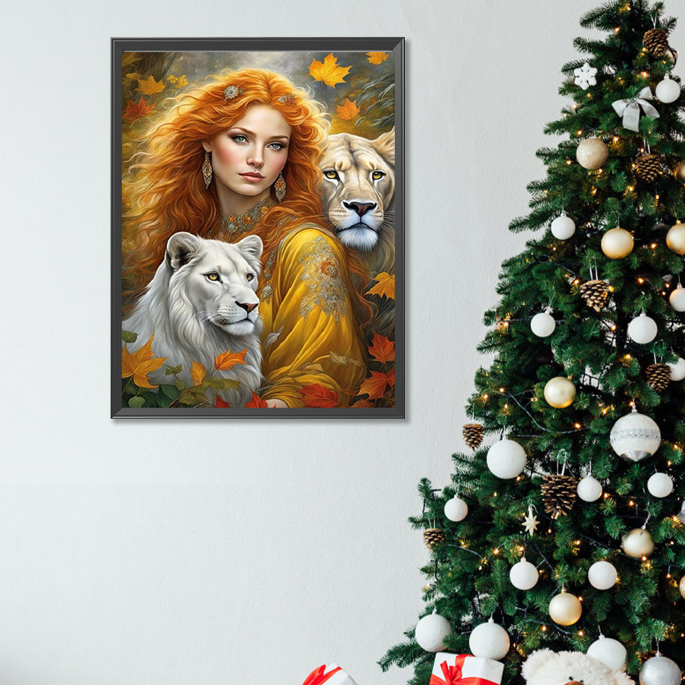 Beauty Lion - Full Square Drill Diamond Painting 30*40CM