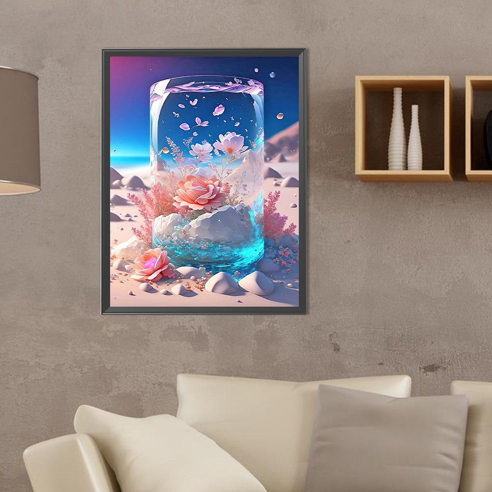 Fantasy Beach Flowers In A Vase - Full Round Drill Diamond Painting 30*40CM