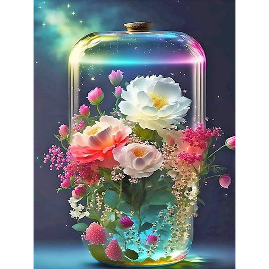 Flowers In A Vase Under The Starry Sky - Full Round Drill Diamond Painting 30*40CM