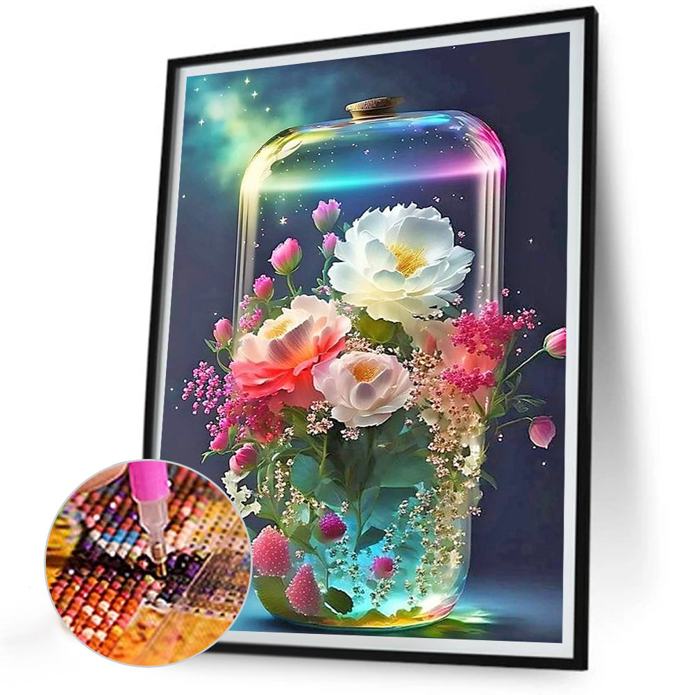 Flowers In A Vase Under The Starry Sky - Full Round Drill Diamond Painting 30*40CM