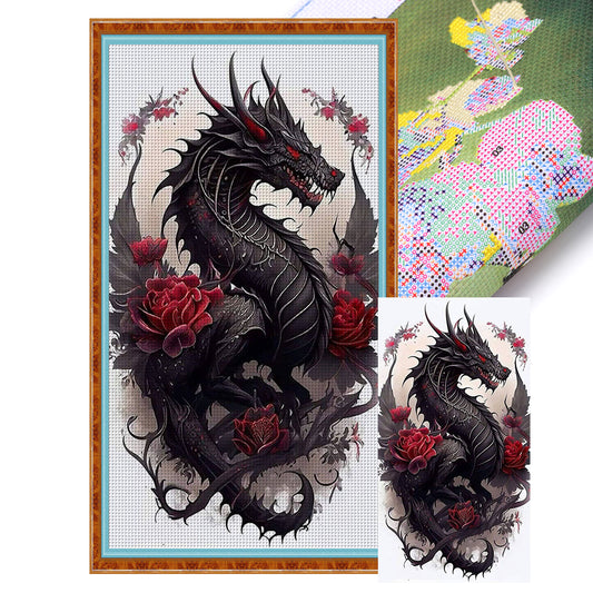 Dragon And Rose - 11CT Stamped Cross Stitch 40*70CM