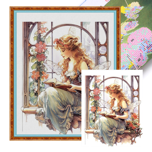 Elf Reading By The Window - 11CT Stamped Cross Stitch 50*60CM