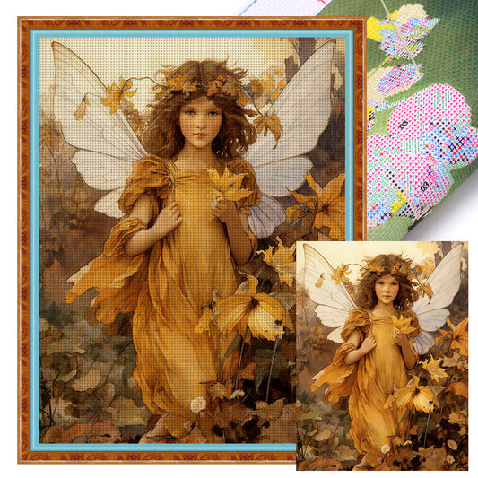 Fallen Leaf Elf Girl - 11CT Stamped Cross Stitch 50*65CM