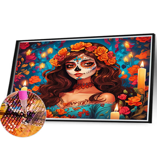 Beautiful Woman With Grimace - Full Round Drill Diamond Painting 40*30CM