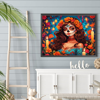 Beautiful Woman With Grimace - Full Round Drill Diamond Painting 40*30CM