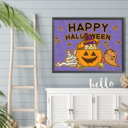 Cute Pumpkin Lantern And Animals - Full Round Drill Diamond Painting 40*30CM