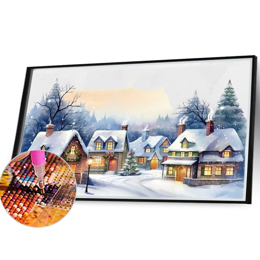 Colorful House In The Snow - Full Round Drill Diamond Painting 40*30CM