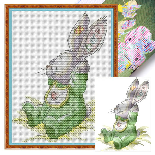 Patch Rabbit(1) - 14CT Stamped Cross Stitch 15*20CM