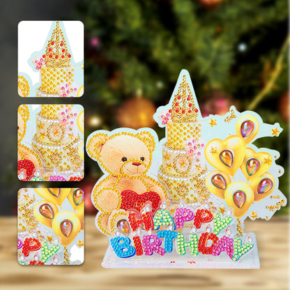 Acrylic Diamond Painting Desktop Decor for Office Desktop Decor (Birthday Bear)