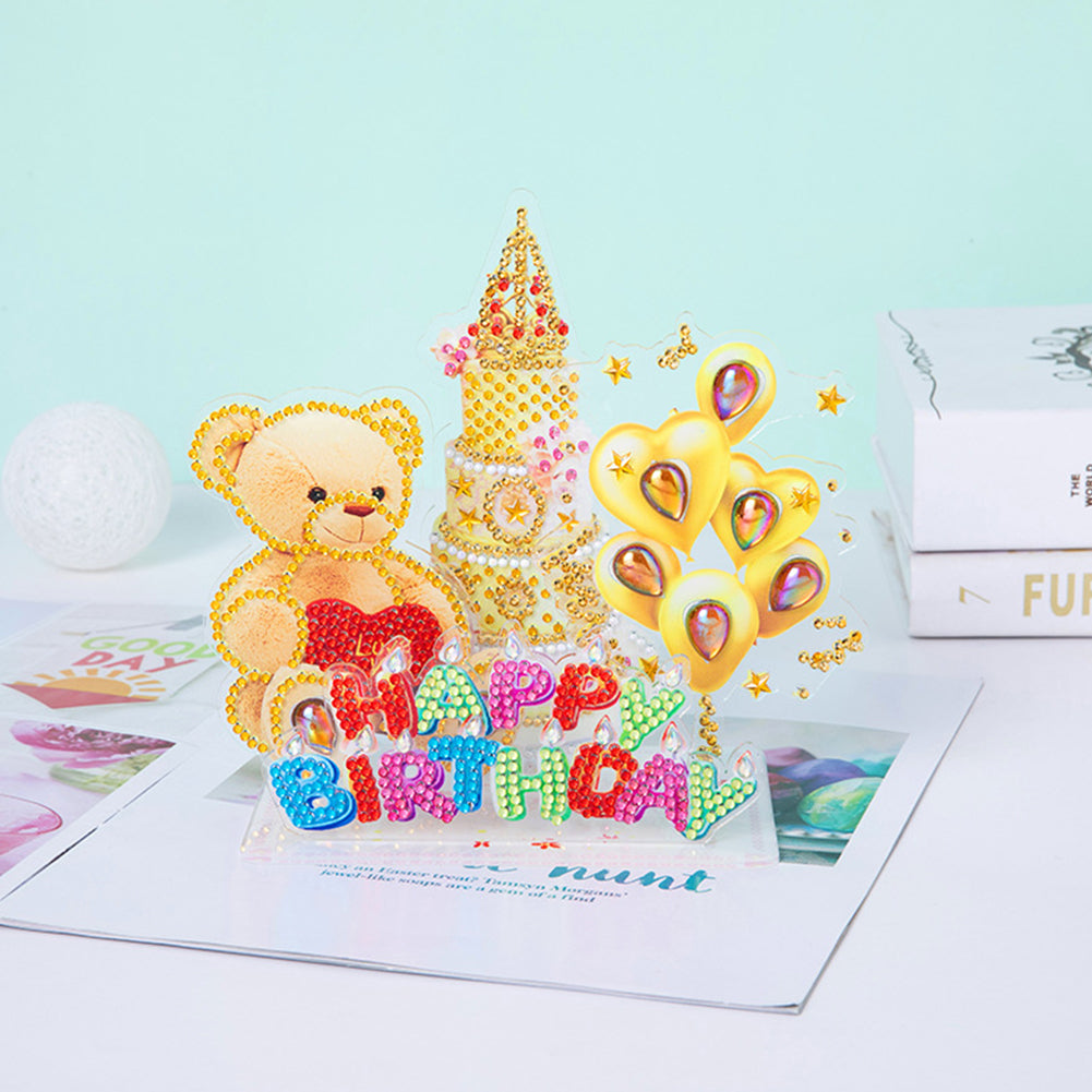 Acrylic Diamond Painting Desktop Decor for Office Desktop Decor (Birthday Bear)