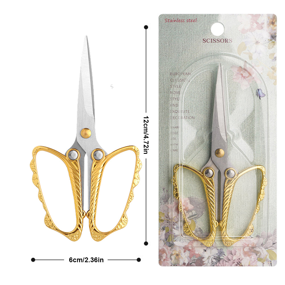 Tailor Craft Scissors Stainless Steel Butterfly Design Scissors 12x6cm (Gold)