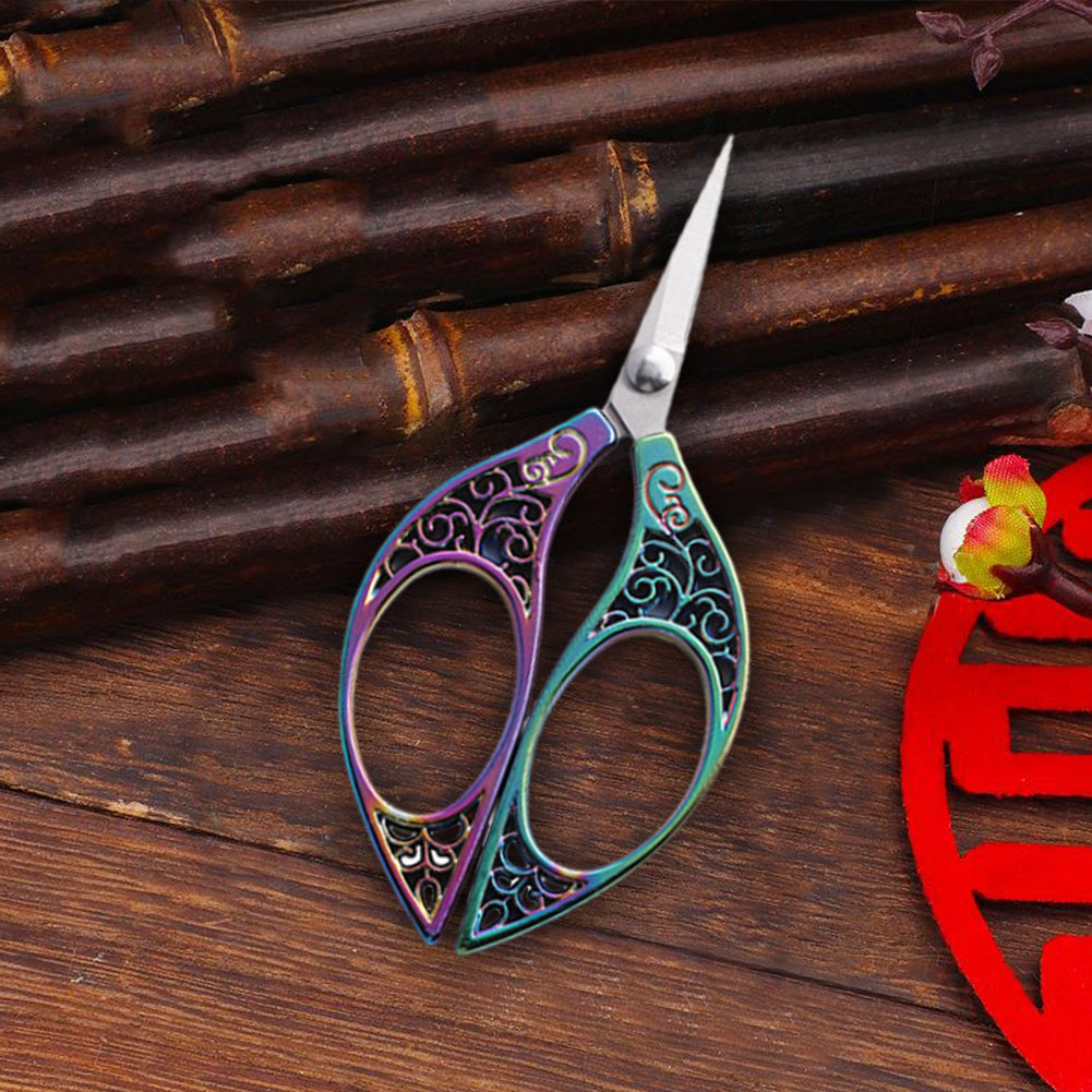 Stainless Steel Leaf Style Mini Scissors for Sewing 11x5cm (Coloured Titanium)