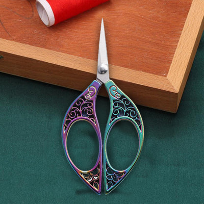 Stainless Steel Leaf Style Mini Scissors for Sewing 11x5cm (Coloured Titanium)