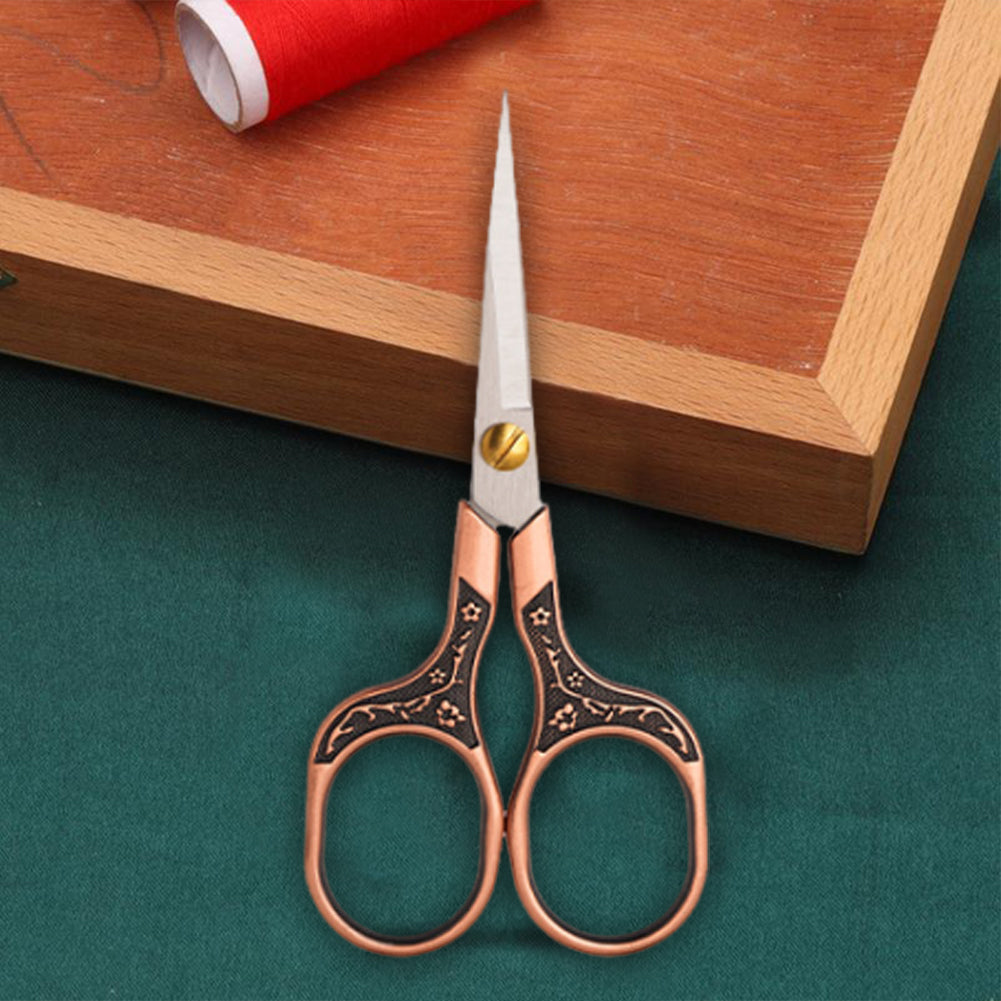 Stainless Steel Plum Blossom Flower Pattern Scissors 12.7x6cm (Reddish Copper