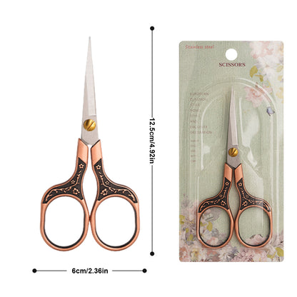 Stainless Steel Plum Blossom Flower Pattern Scissors 12.7x6cm (Reddish Copper