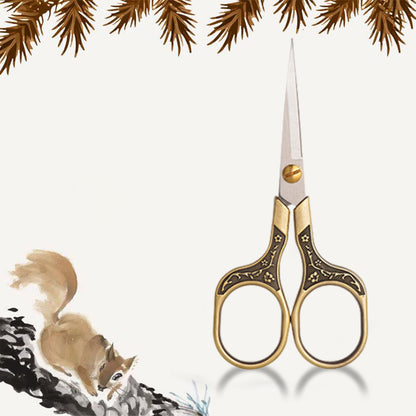 Stainless Steel Plum Blossom Flower Pattern Scissors 12.7x6cm (Bronze Colour)