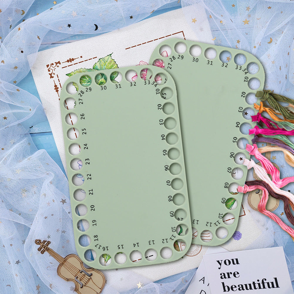 Embroidery Thread Organizer Cards 34 Positions for Cross Stitch 20x12cm (Green)