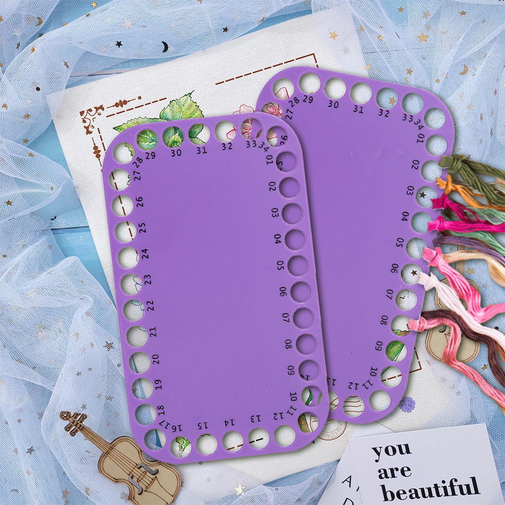 Embroidery Thread Organizer Cards 34 Positions for Cross Stitch 20x12cm (Purple)