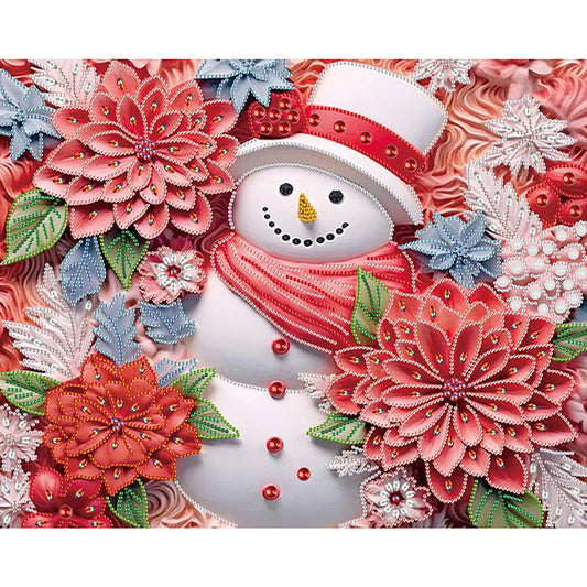 Snowman¡¤Red - Special Shaped Drill Diamond Painting 40*50CM