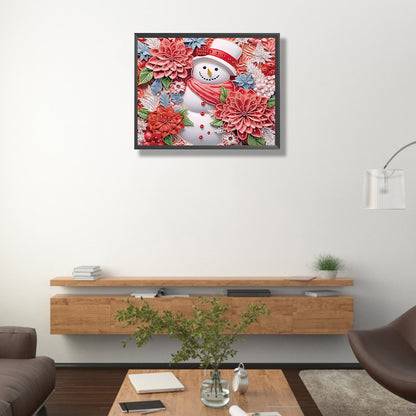 Snowman¡¤Red - Special Shaped Drill Diamond Painting 40*50CM