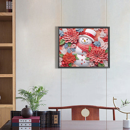 Snowman¡¤Red - Special Shaped Drill Diamond Painting 40*50CM