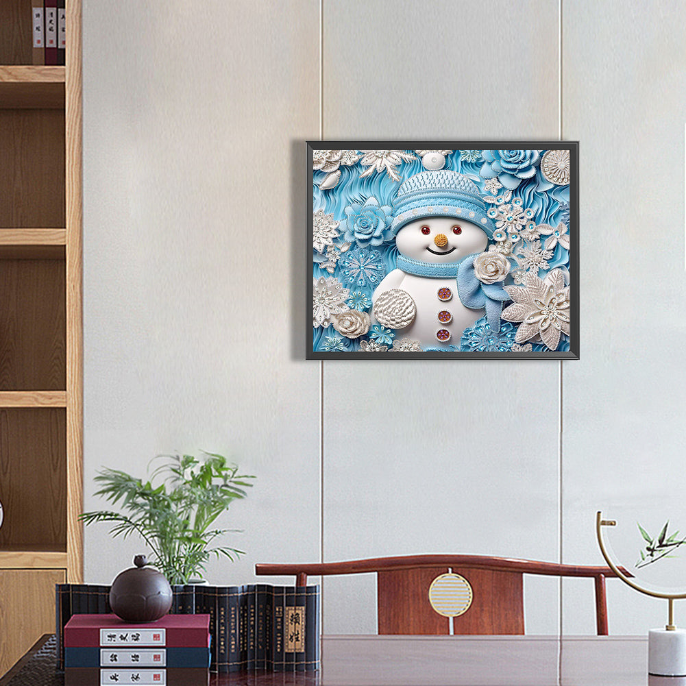 Snowman¡¤Blue - Special Shaped Drill Diamond Painting 40*50CM