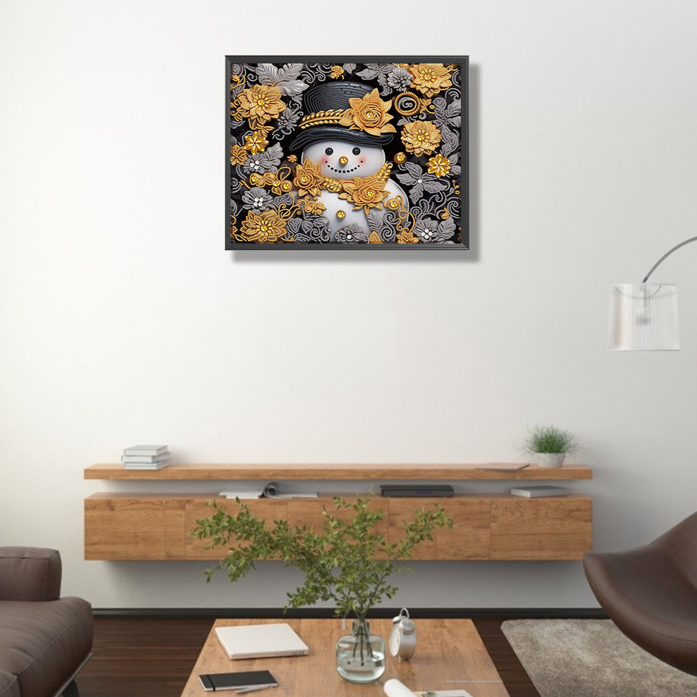 Snowman¡¤Gold - Special Shaped Drill Diamond Painting 40*50CM