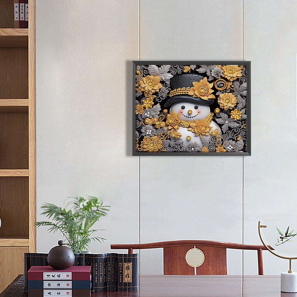 Snowman¡¤Gold - Special Shaped Drill Diamond Painting 40*50CM