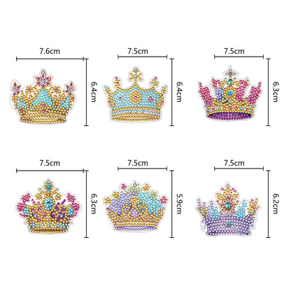 6PCS Double Sided Special Shape Diamond Painting Keychain for Beginners (Crown)