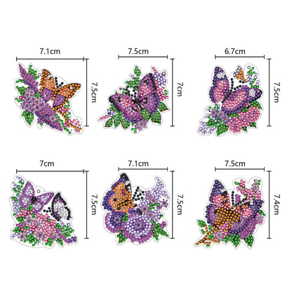 6PCS Double Sided Special Shape Diamond Painting Keychain (Purple Butterfly)