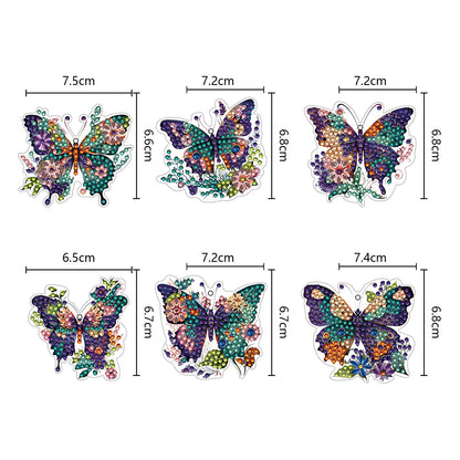 6PCS Double Sided Special Shape Diamond Painting Keychain (Flower Butterfly)